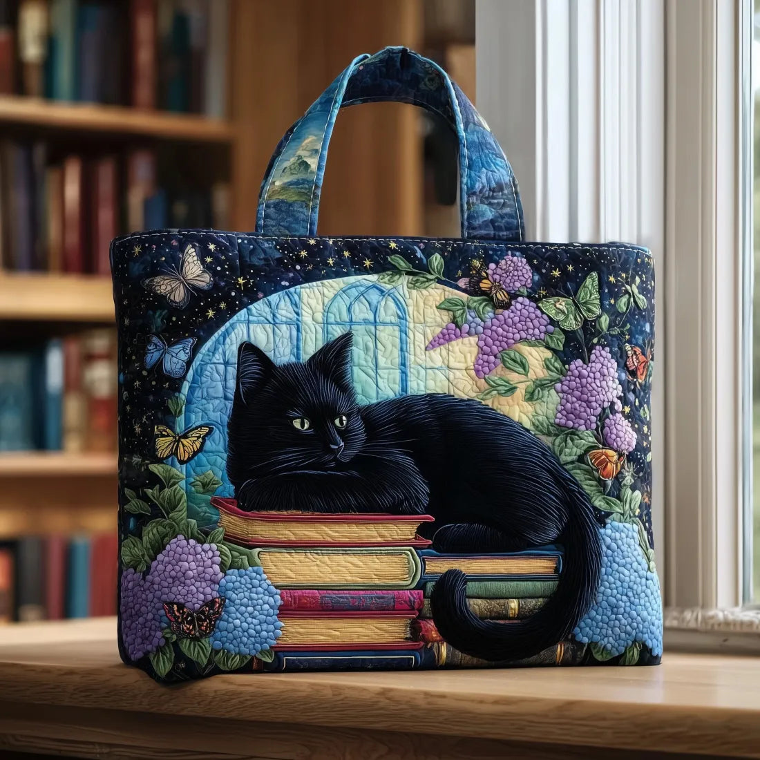 Artisan Tote - Black Cat on Books